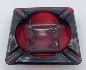 Vintage Anchor Hocking Royal Ruby Red Ashtray Royal Square 4 5/8 Inches - Picture 1 of 4