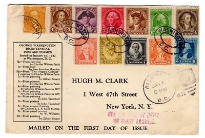 #704-15 Washington Bicentennial Set on One FDC - 1st Clark Planty #9 - Image 1 of 2