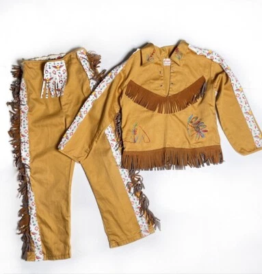 Disfraz vintage años 70 Towncraft Jr. niño indio nativo americano 2 piezas traje niños 7 Foto 1 de 4