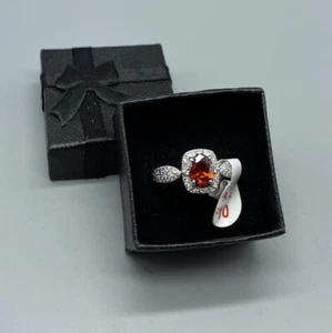 Lab Created Ruby Rhodium Plated Setting Ring Bomb Party Size 10 Gift Box Incl - Picture 1 of 11