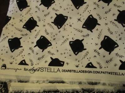 1 cuarto de grasa nuevo tela de algodón calderos negros sobre blanco Dear Stella Foto 1 de 3