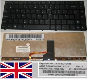 Keyboard qwerty UK ASUS UL30 UL30A UL30VT 9J.N1M82.H0U 0KN0-ED1UK03 Black - Picture 1 of 1
