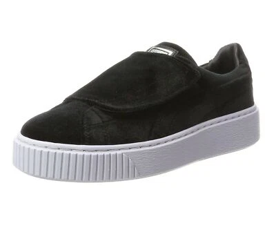 Tênis Puma Basket plataforma alça corda de veludo preto feminino casual 364068 01 - Imagem 1 de 4