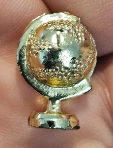 Vintage curious 1 5/8" Metal globe charm showed a pretend world - Picture 1 of 3