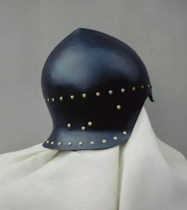 Medieval Knight Steel Blackened Sallet Helmet Historical Helmet Halloween Gift - Picture 1 of 5
