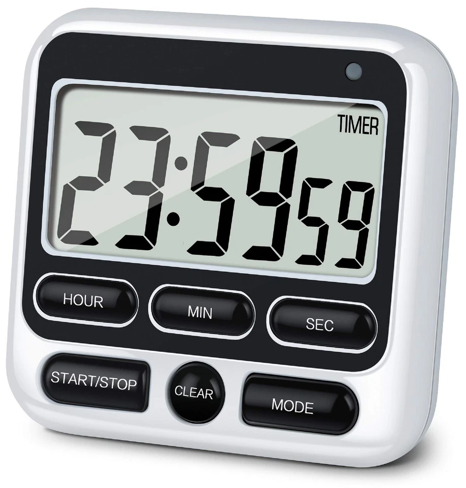 Digital Kitchen Timer With Mute/loud Alarm Switch 12 Hour Clock Memory Function