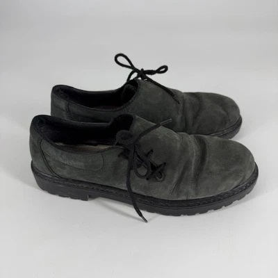 Shoes Woman 6.5 Nubuck Lace  Oxford RIEKER  Antistress 1" heel Black Gray Suede - Image 1 of 4