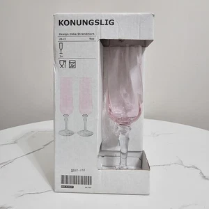 IKEA Konungslig Pink Champagne Glasses Flutes Set Of Two 9 3/4" Tall - Picture 1 of 6