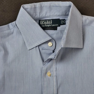 Camisa de vestir Polo Ralph Lauren Regent ajuste personalizado a rayas para hombre 16 34/35 azul Foto 1 de 4