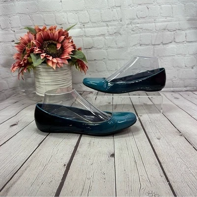 ANTONIO MELANI Mujer 8 M Verde azulado a Negro Ombre Charol Ballet Pisos Foto 1 de 4
