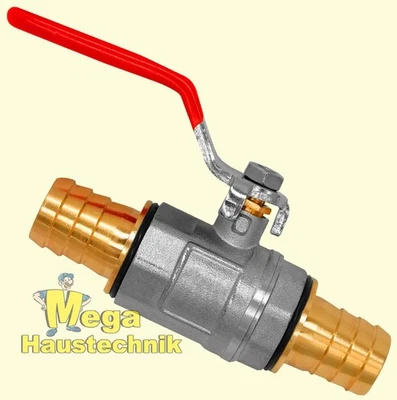 Kugelhahn mit Schlauch Tüllen1/2" 3/4" 1" Zoll Absperrhahn Garten  Wasserhahn - Bild 1 von 2