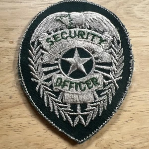 SECURITY OFFICER Badge Patch, Cloth, Silver/ Gray on Black, Sew-On-Iron-on. New - Picture 1 of 9