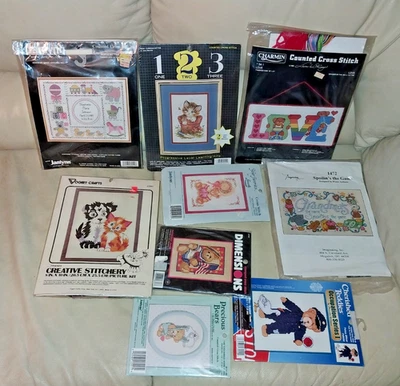 LOTE NUEVO SELLADO DE 8 KITS DE PUNTO DE CRUZ Y 1 KIT DE FOTOS, ENVÍO GRATUITO Foto 1 de 3