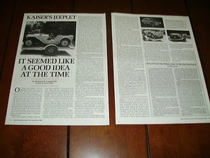 1942 KAISER JEEPLET JEEP ***ORIGINAL 1990 ARTICLE*** - Picture 1 of 1