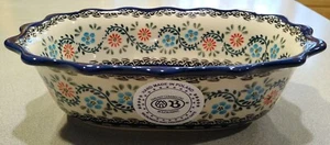 Cazuela de panadero con volantes de cerámica esmaltada Boleslawiec Zaklady, flor de primavera floral - Imagen 1 de 6