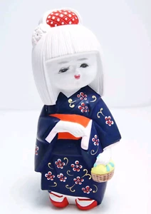 Japanese Hakata Bisque Figurine Kimono Doll Hand Painted Pottery Vintage - Picture 1 of 9