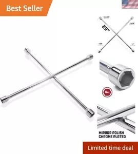 25-Inch 4-Way Lug Wrench, Universal, Heavy-Duty, Cross Design, Car Tire Repair - - Picture 1 of 6