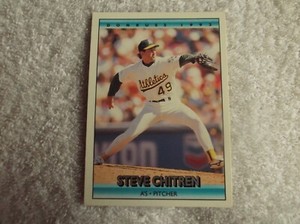 Donruss 1992 / MLB "STEVE CHITREN" #385 Oakland Athletics Trading Card n28