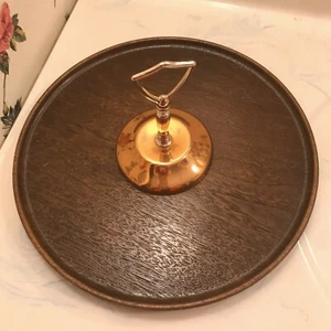 Vintage Resin Lazy Susan Brown With Copper Base And Handle 1970’s Size 13” EUC - Picture 1 of 9