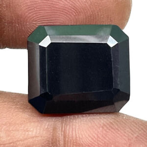 21.65 Cts Black Moissanite Diamond 18x15mm Huge Emerald Cut Loose Gemstone