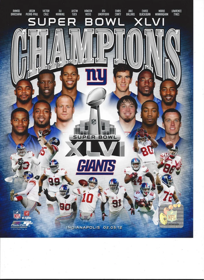 New York Giants Super Bowl XLVI Unsigned 8x10 Photo - Image 1 of 1