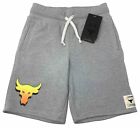 Under Armour Boys' Project Rock Terry Shorts Grey Cotton Fleece Youth Small NWT