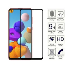 For Samsung Galaxy A21s Black 10D Tempered Glass Case Friendly Screen Protector - Picture 1 of 6
