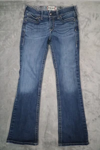 Ariat Real Women's 30L Dark Wash Denim Jeans Cowgirl Western Pants Flared Leg - Picture 1 of 11