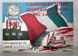 CGIL FERROTRANVIERI TORINO CARD 1951 - Picture 1 of 2