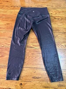 Lululemon Athletica Faux Leather Crop Leggings 10 Black Yoga Jogger Pant LL87 - Picture 1 of 7