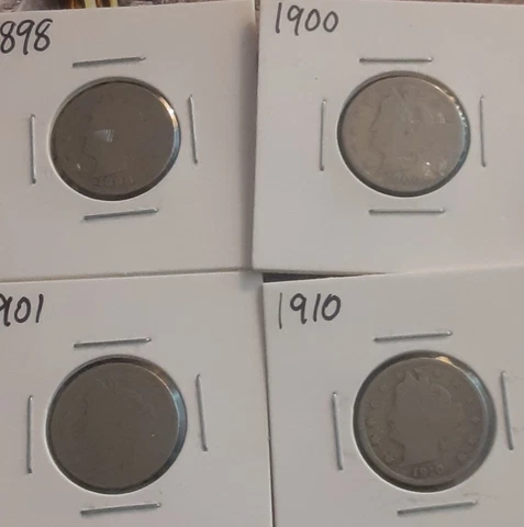 Liberty Head Nickel Lot  - 1898, 1900, 1901, 1910 Cover