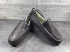 Sperry  Top-Sider Men Shoes Brown 8 M Leather Slip On Fur Lined Moccasin Slipper