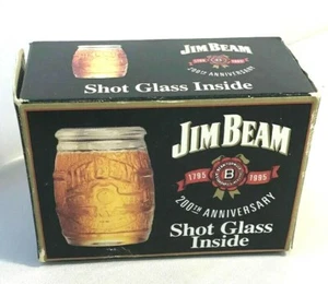 Jim Beam USA 1995 Barile Vetro Stamper Sparato Colpo Glass 200th Anniversario - Imagen 1 de 5