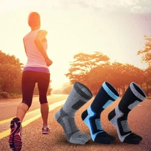 Soft Warm Split-toed Socks Thick Trendy Sport Patchwork Color Five Finger Socks - Picture 1 of 11