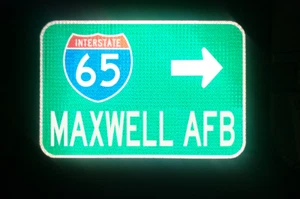MAXWELL AFB Interstate 65 Alabama road sign - Montgomery, Air Force Base - Picture 1 of 8