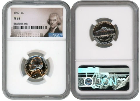 1959 JEFFERSON NICKEL 5C NGC PF 68 E11 Cover