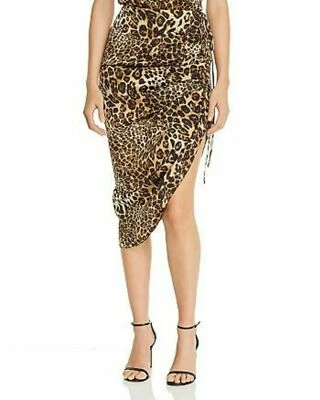 BB Dakota Women's Ruched Drawstring Leopard Print Skirt Size 2 MSRP $98 - Image 1 of 2