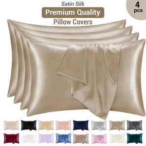 4er Pack Premium Zen Satin Seide Kissenbezüge für Haar & Haut Luxus Kissenbezüge - Bild 1 von 160