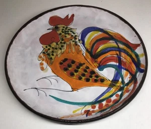 Rare Assiette Signée Le Brescon Décor Coq 🐔 Vallauris Vintage D 25 Cm N15 - Imagen 1 de 8