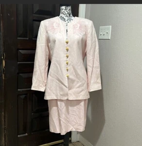 Amanda Smith Suit Skirt Pink Mother Of Bride Easter Church Spring 14 Petite - Picture 1 of 4