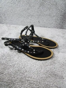Isabel Marant Audrio Sandals Womens Size 37 Eu 6.5 us Black Studded Gladiator - Picture 1 of 9
