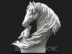 3D Model STL File for CNC Router Laser & 3D Printer Horse and Foal 1 - Picture 1 of 1