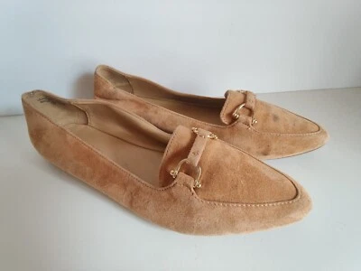 Zapatos Talbots Mujer Beige Cobalto Gamuza Ballet Mocasín Plano Minimalista Talla 7M Foto 1 de 4
