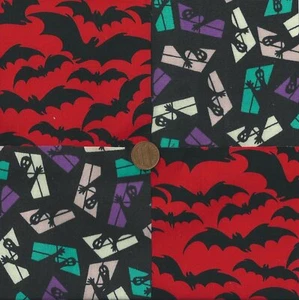 Ghosts Bats in the Belfree Belltower Craft Fabric Quilt Squares Blocks sz1 - Picture 1 of 4