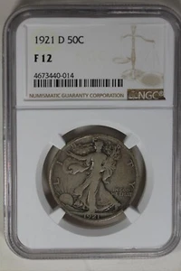 1921-D .50 NGC F12 Walking Liberty, Lady Liberty Half - Picture 1 of 2