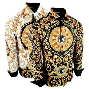 Mens Shirt Luxury Designer Gold Floral Prints Limited Edition Slim Fit Button Up - Picture 1 of 10