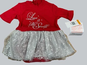 Bonnie Jean Little Girls Christmas Holiday Red Silver Sparkle Tutu Dress, 3 MO - Picture 1 of 6