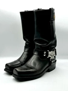 Harley Davidson Herren Größe 8 M Schwarz Leder Harness Motorrad Reitstiefel - Bild 1 von 9