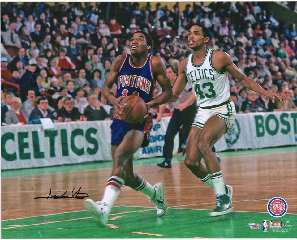 Foto firmada por Isiah Thomas Detroit Pistons 16x20 vs Celtics Foto 1 de 1