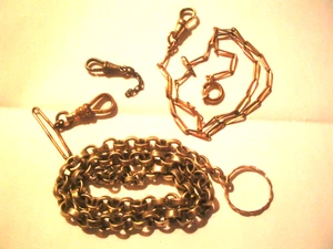 Vintage Pocket Watch Chains with Fobs, 1900's, Vintage Watch Lot 32.6 grams - Foto 1 di 7